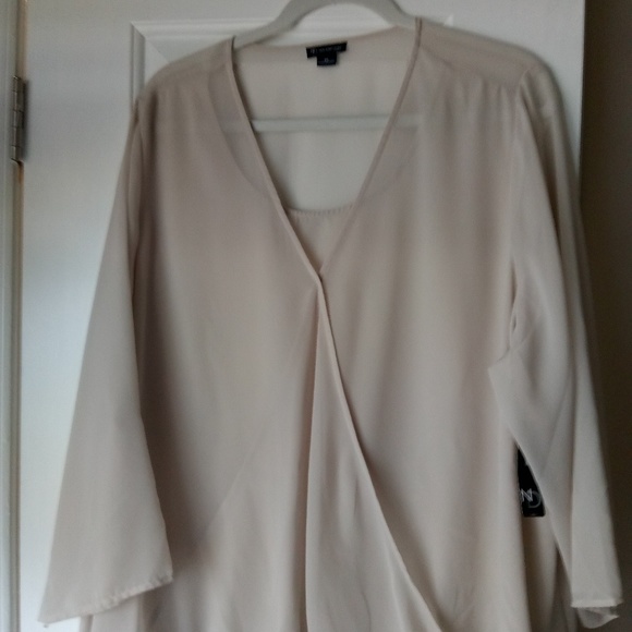 new directions Tops - sheer cream colored shirt